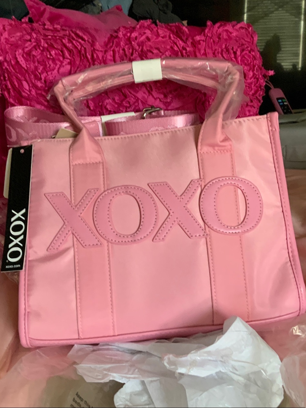 XOXO Light Pink Tote Handbag with Embossed Logo
